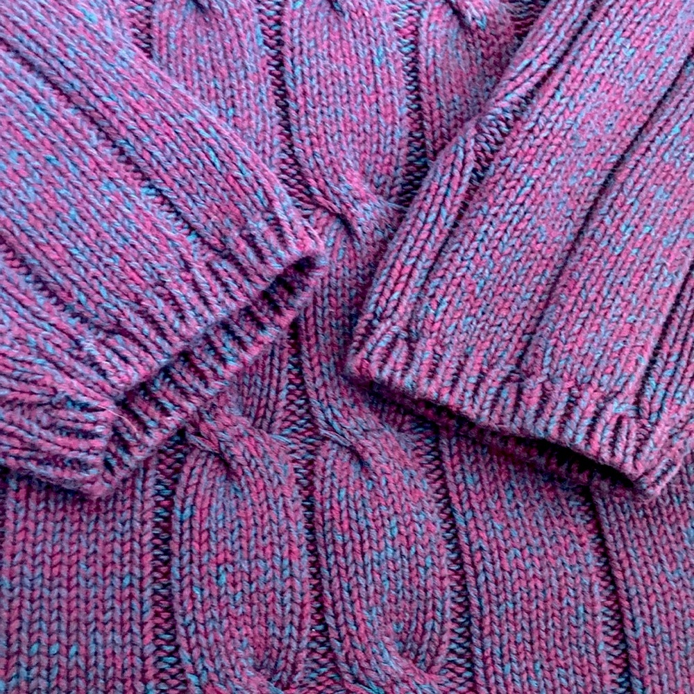 NEW Relativity 100% Cotton Cable Knit Chunky Mockneck Half Zip Sweater Size L - Picture 5 of 9